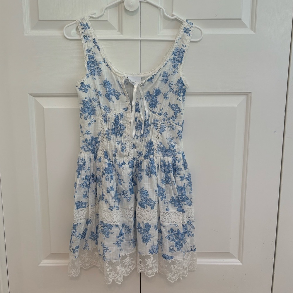 Sky to Moon Gianna Corset Lace Trim Mini Dress